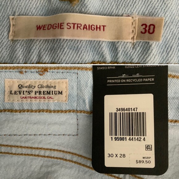 Levi’s Premium Jeans Size 30 Light Blue Wedgie Straight High Rise - Picture 3 of 12